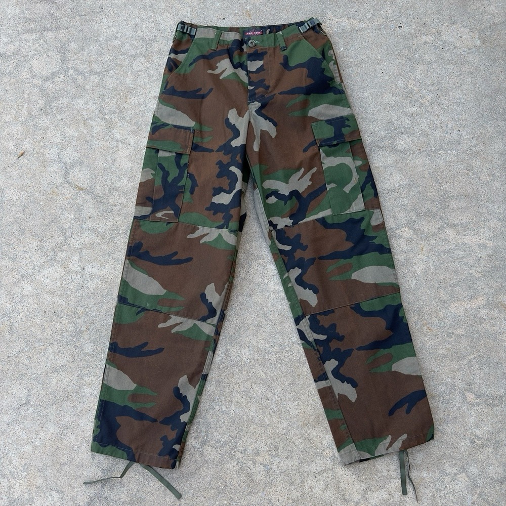 Tru-Spec Military Cargo Pants Men's Small 27-31" Camo Green Tactical Woodland